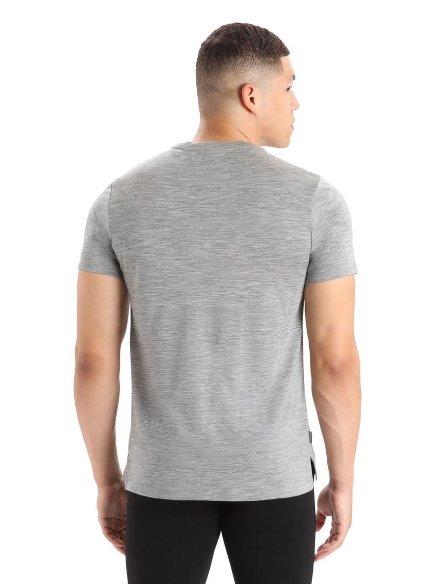 Men's Icebreaker Merino Sphere II Short Sleeve T Shirts Metro Heather | CA 1793CTVE